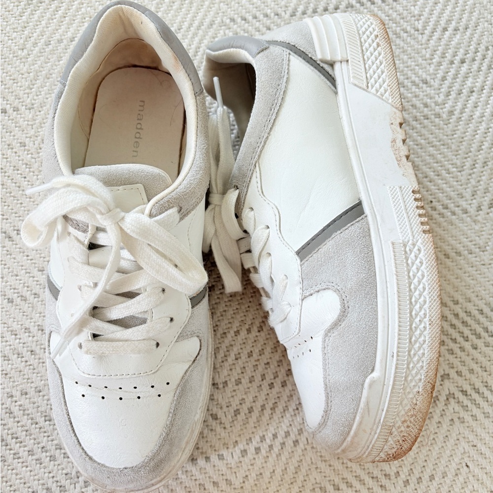Madden Girl White and Gray Sneakers